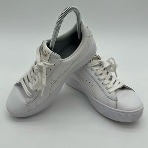 Puma White Sneakers with Gold Logo Women’s Size 6